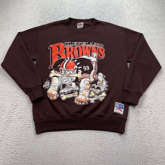 Vintage Cleveland Browns Sweater Adult Large Jack Davis NUTMEG USA 1980's